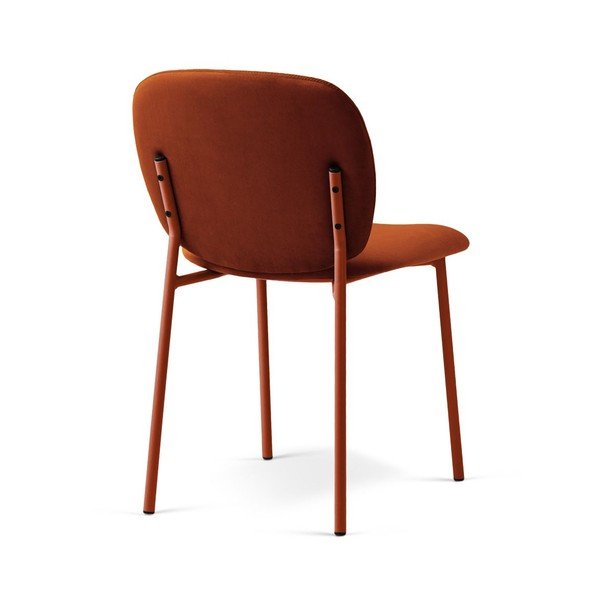 Čalúnená stohovateľná jedálenská stolička v terakotovej farbe Caroline – Micadoni -image-2