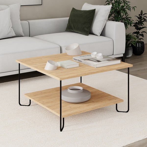 Konferenčný stolík s doskou v dubovom dekore v prírodnej farbe 80x80 cm Tonka – Marckeric-image-2