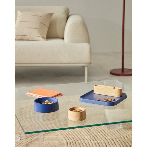 Tmavomodré/v prírodnej farbe drevené servírovacie misky v súprave 4 ks Bletz – Kave Home-image-1