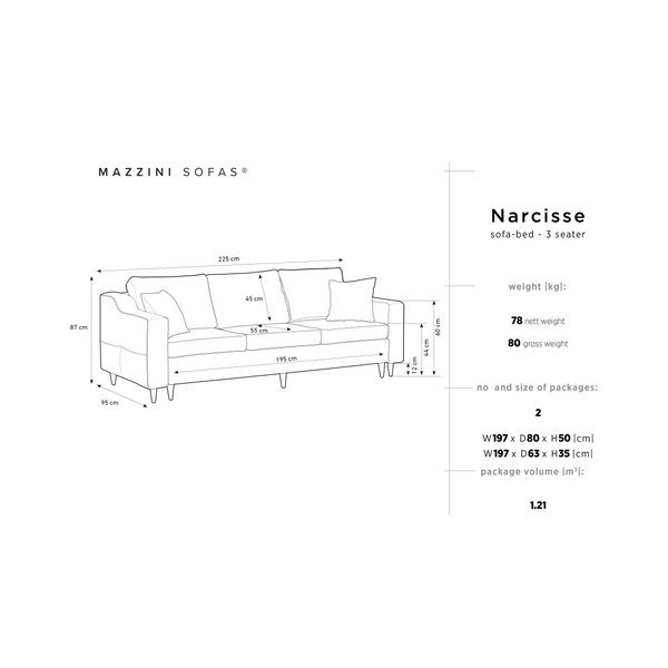 Svetlozelená trojmiestna rozkladacia pohovka s úložným priestorom Mazzini Sofas Narcisse-image-3