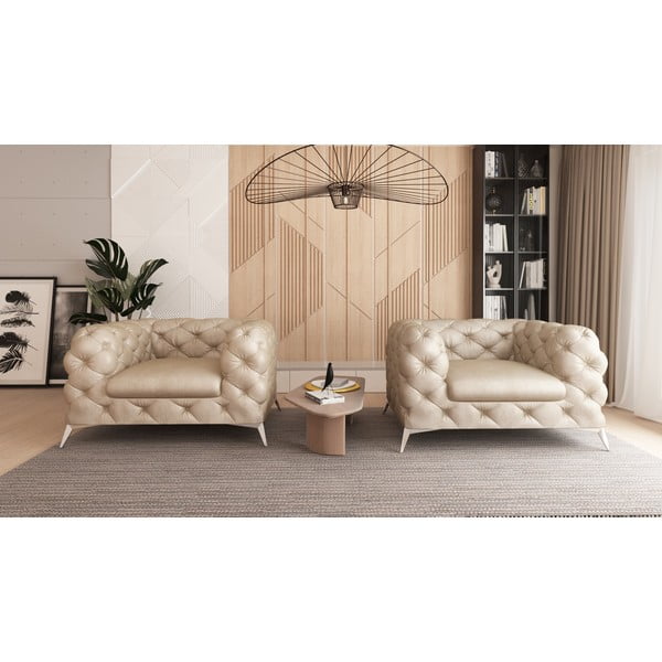 Béžové zamatové kreslo Chelsea – Ropez-image-1