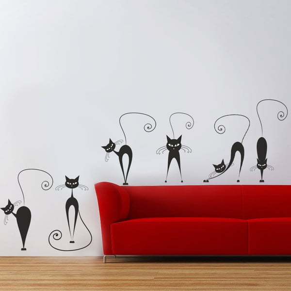 Samolepka na stenu Čierne mačky, 70 x 50 cm