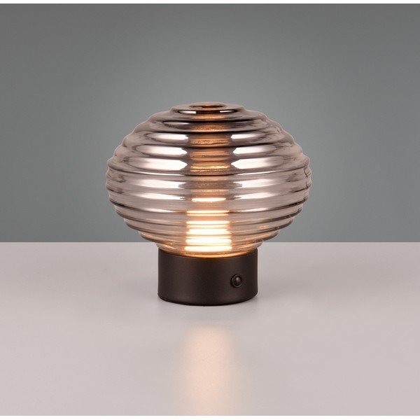 Čierno-šedá stmievateľná LED stolová lampa so skleneným tienidlom (výška 14,5 cm) Earl – Reality-image-1