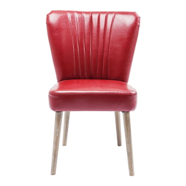 Červená kožená stolička s konštrukciou z jaseňového dreva Kare Design Filou