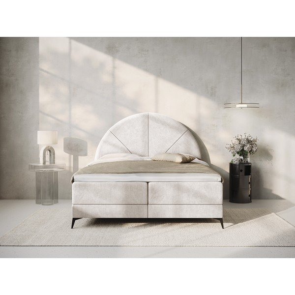 Béžová boxspring posteľ s úložným priestorom 180x200 cm Sunset – Cosmopolitan Design-image-1