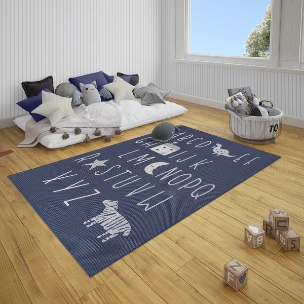 Modrý detský koberec Ragami Letters, 200 x 290 cm-image-1
