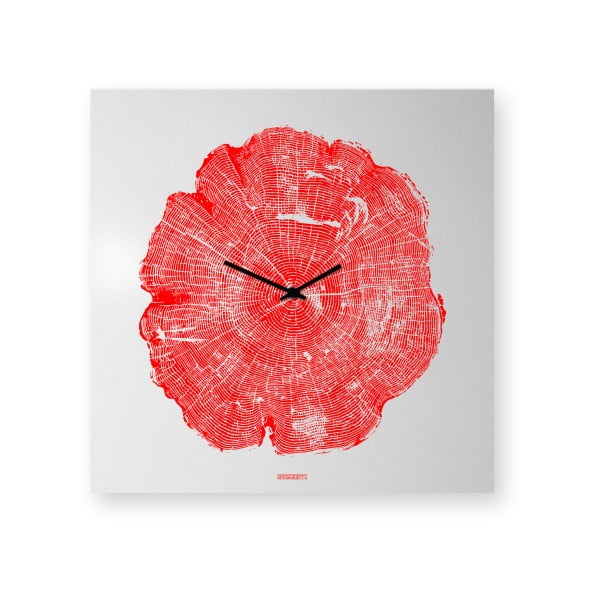 Nástenné hodiny dESIGNoBJECT.it Life Red, 50 x 50 cm