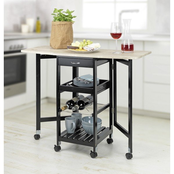 Vinotéka v dekore duba v čierno-prírodnej farbe pre 3 fľaše, 97x77 cm – Maximex-image-1