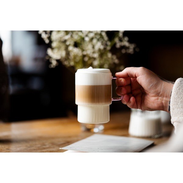 Ružové sklenené hrnčeky v súprave 2 ks na cappuccino 350 ml Livio – Vialli Design-image-4