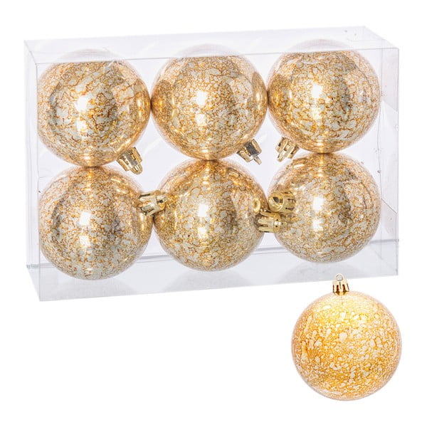 Sada 6 vianočných ozdôb v zlatej farbe Unimasa Sparklng