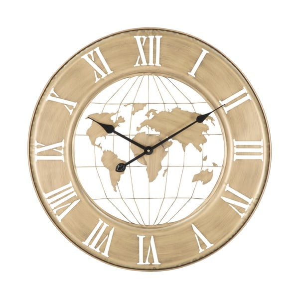 Nástenné hodiny v zlatej farbe Mauro Ferretti World, ø 63 cm