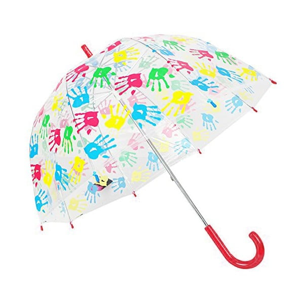 Detský transparentný dáždnik s červenou rukoväťou Birdcage Crook, ⌀ 72 cm