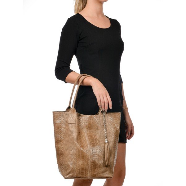 Hnedá kožená kabelka shopper Renata Corsi Lola-image-4
