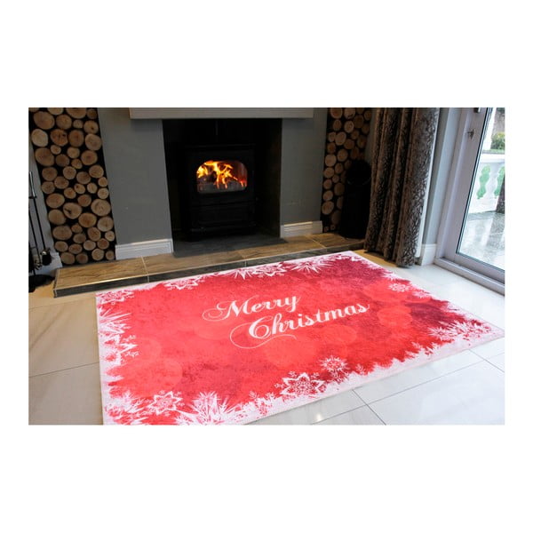 Bielo-červený koberec Vitaus Merry Christmas, 80 × 120 cm