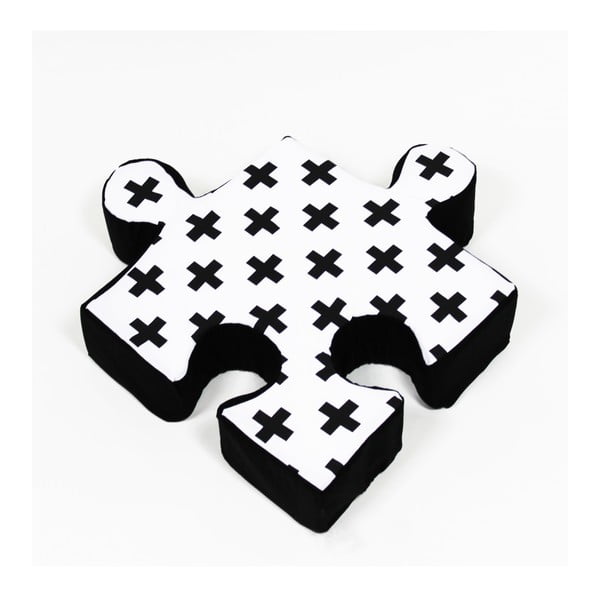 Čierny vankúšik Puzzle Cross