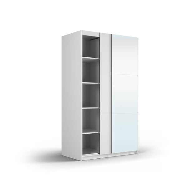 Biela šatníková skriňa so zrkadlom a s posuvnými dverami 122x215 cm Lisburn - Cosmopolitan Design-image-4