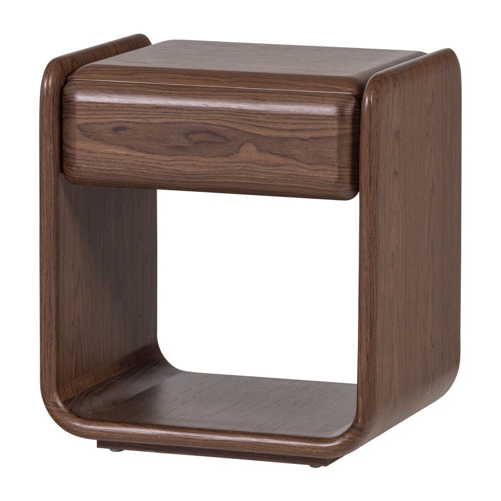 Nočný stolík s poličkami v tmavo prírodnej farbe Elura – WOOOD