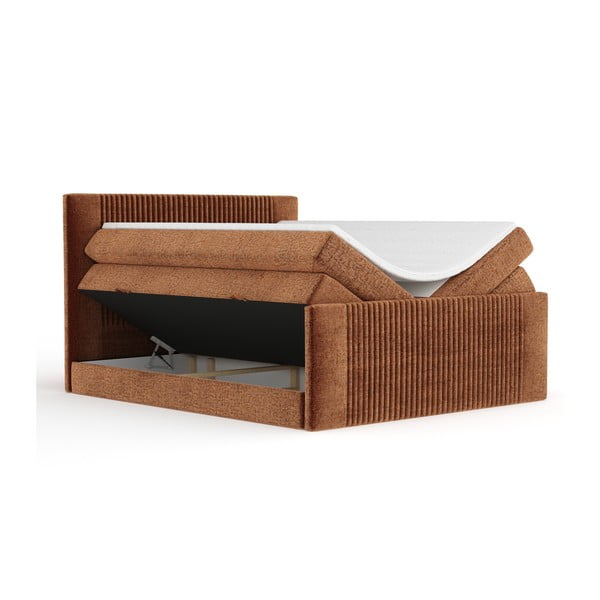 Oranžová boxspring posteľ s úložným priestorom 160x200 cm Bergamo – Maison de Rêve-image-2