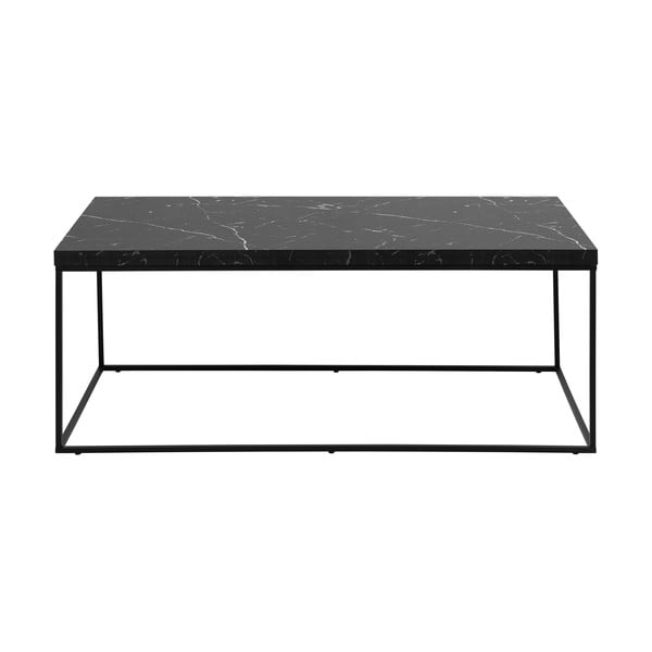 Čierny konferenčný stolík s doskou v dekore mramoru 55x110 cm Barossa – Actona