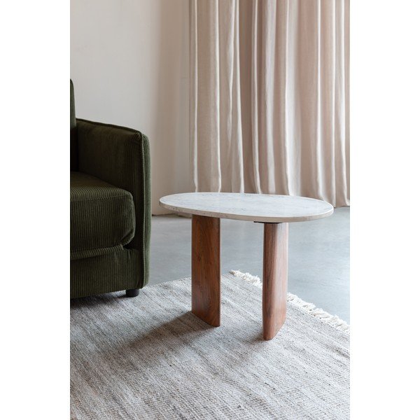 Odkladací stolík s mramorovou doskou 37x56 cm Tanda – White Label-image-1