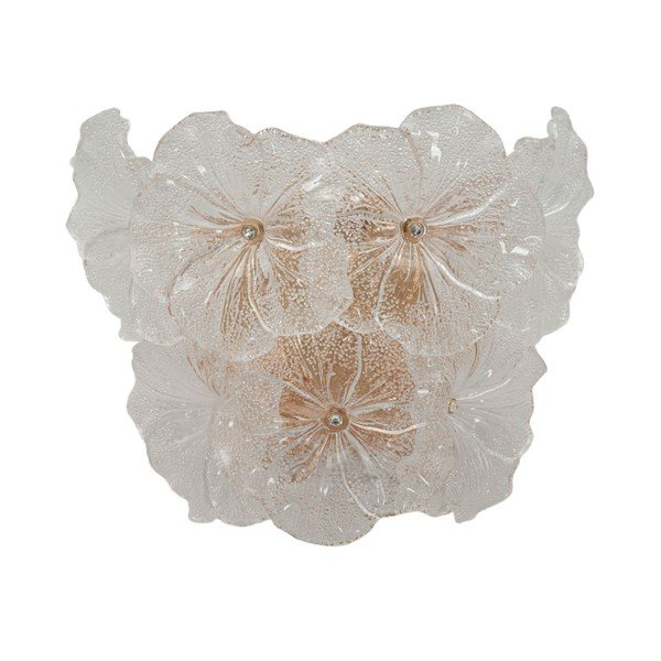 Sklenené nástenné svietidlo v zlatej farbe Ibiscus – Mauro Ferretti