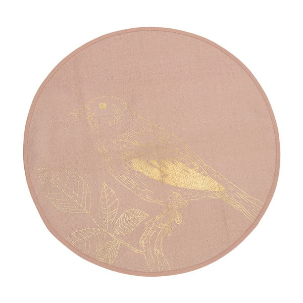 Ružový bavlnený koberec Bloomingville Birdie, ⌀ 90 cm