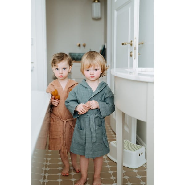 Detský modrý ľanový župan Linen Tales Nature, vel. 104 - 116-image-3