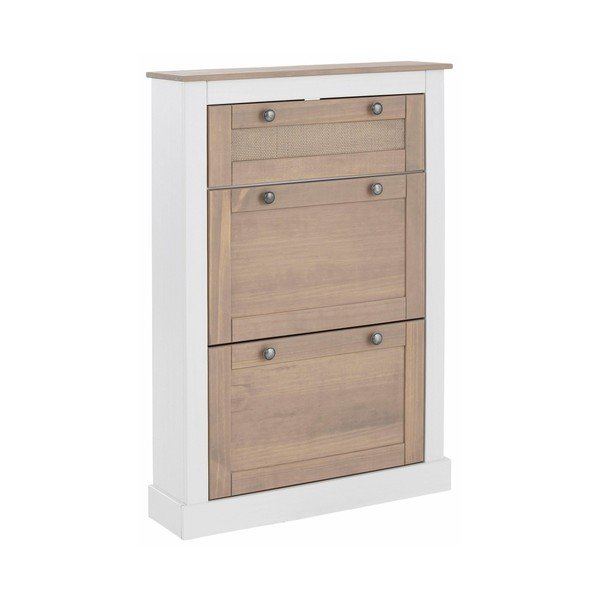 Biela skrinka na topánky z masívneho borovicového dreva s 2 výkopmi Støraa Cosmo-image-1