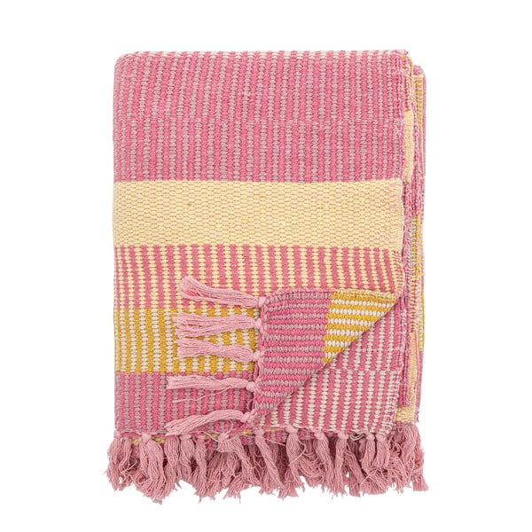 Žltá/ružová deka z recyklovanej bavlny 130x160 cm Isnel – Bloomingville-image-4