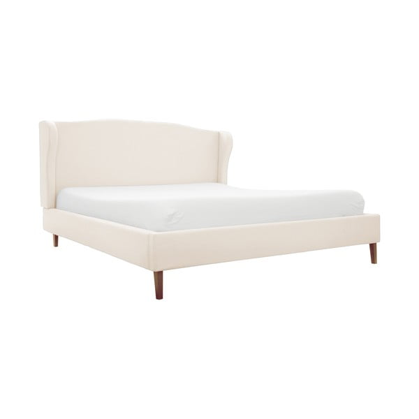 Krémovobiela posteľ s prírodnými nohami Vivonita Windsor, 160 × 200 cm