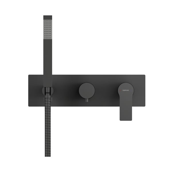 Matne čierna podomietková sprchová batéria (3 výstupy) Pax – Sapho