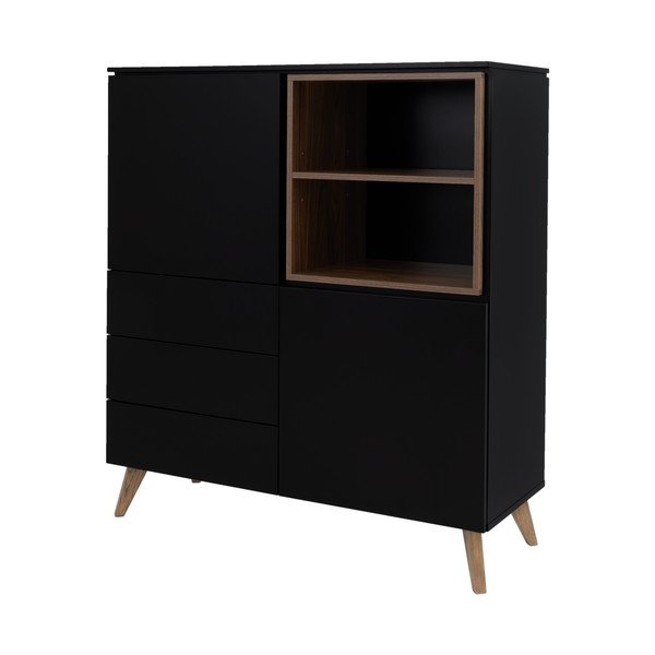 Vysoká komoda v dekore orecha v čierno-prírodnej farbe 120x133 cm Plain – Tenzo-image-2