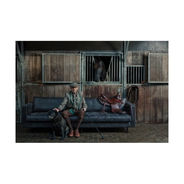 Čierna pohovka z imitácie kože 277 cm Rodeo – WOOOD-image-1