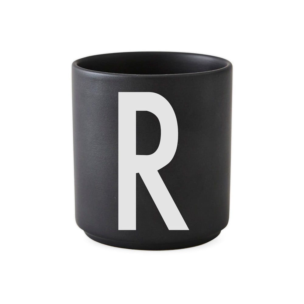 Čierny porcelánový hrnček Design Letters Alphabet R, 250 ml