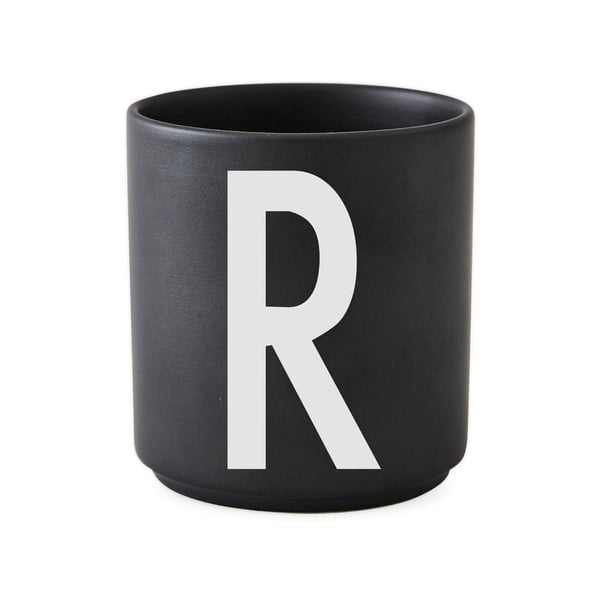Čierny porcelánový hrnček Design Letters Alphabet R, 250 ml