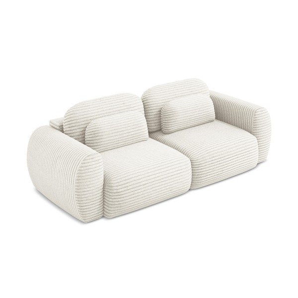 Béžová menčestrová rozkladacia/s úložným priestorom pohovka 266 cm Kini – Makamii-image-2