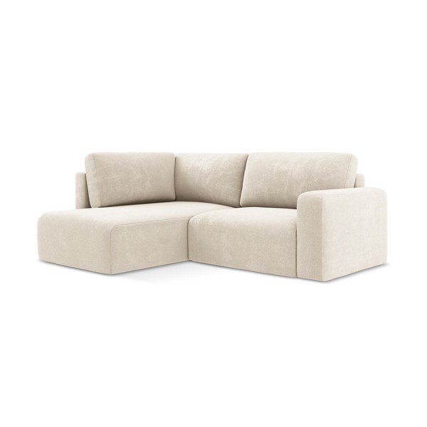 Krémová ženilková rozkladacia/s úložným priestorom rohová pohovka (ľavý roh/do L) Kona – Makamii-image-2