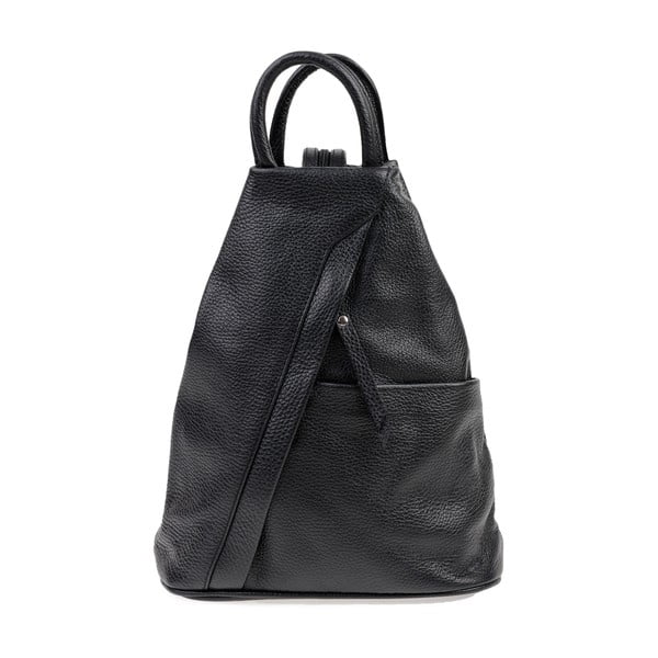 Čierny kožený batoh Carla Ferreri