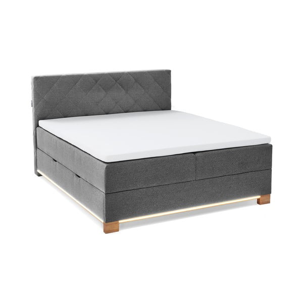 Sivá boxspring posteľ s úložným priestorom 160x200 cm Messina – Meise Möbel
