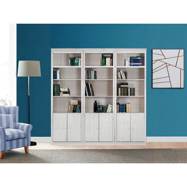 Biela knižnica z borovicového dreva 222x223 cm Anita – Støraa-image-2