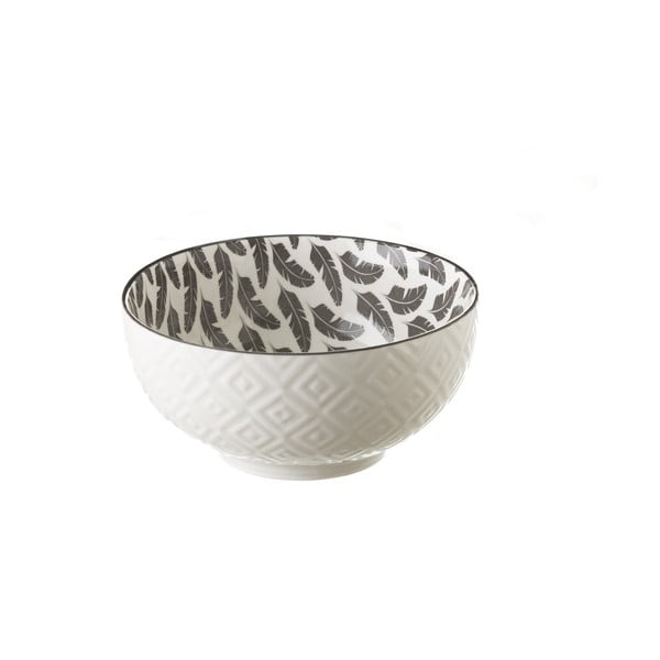 Sivo-biela porcelánová miska Unimasa Plume, priemer 14,9 cm
