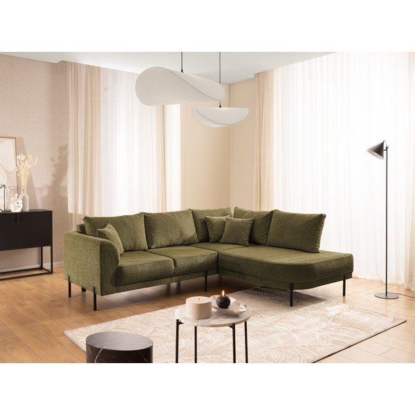 Zelená ženilková rohová pohovka (pravý roh/do L) Mauris  – Ropez-image-1