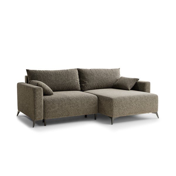 Hnedá ženilková rozkladacia/s úložným priestorom rohová pohovka (pravý roh/s leňoškou) Leon – Maison de Rêve