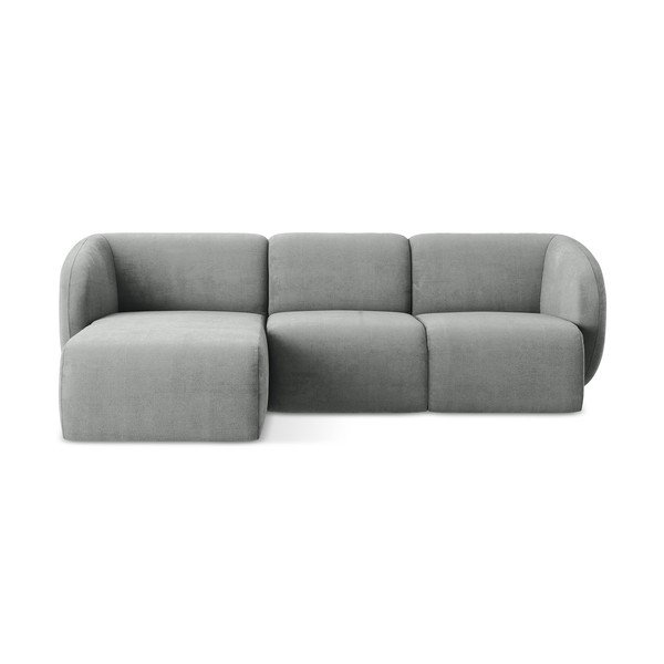 Sivá ženilková rohová pohovka (ľavý roh/s leňoškou) Lani – Makamii