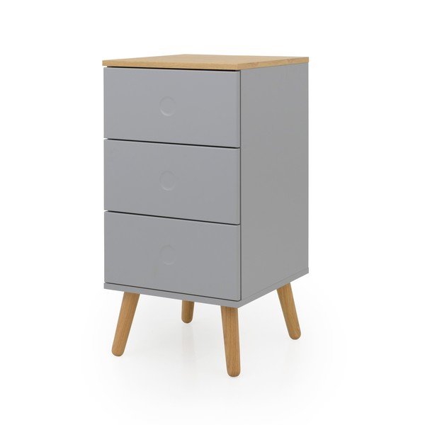 Sivá skrinka s detailmi v dekore dubového dreva s 3 zásuvkami Tenzo Dot, šírka 40 cm-image-2