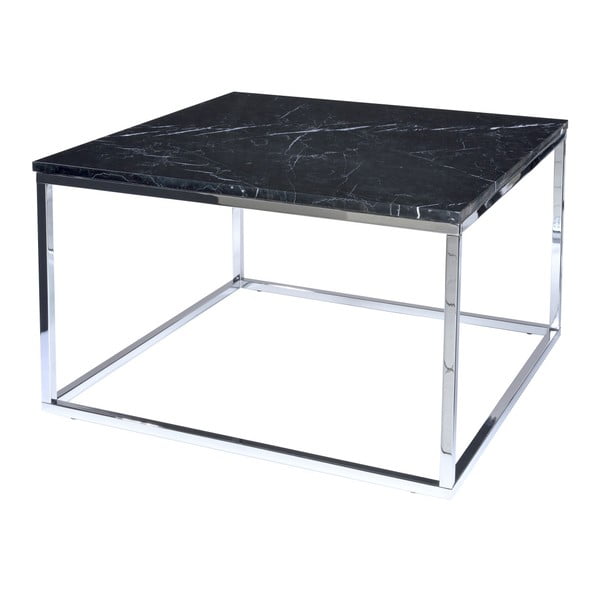 Čierny mramorový konferenčný stolík s chrómovaným podnožím RGE Accent, šírka 75 cm