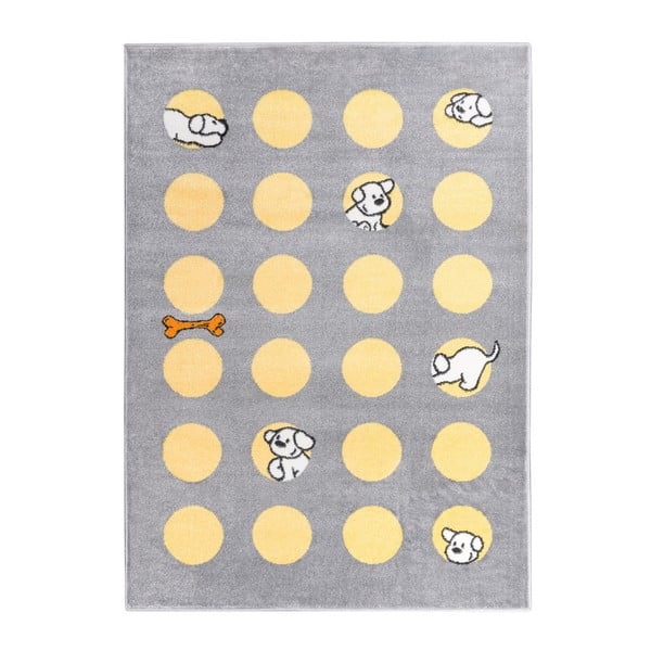 Žlto-sivý koberec Mazzini Sofas Puppy, 160 × 230 cm