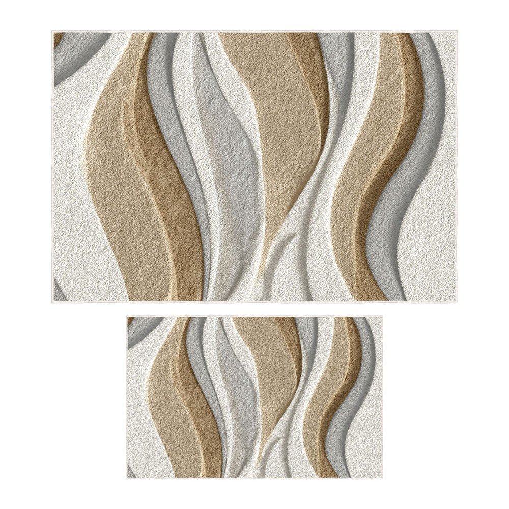 Béžové kúpeľňové predložky v súprave 2 ks 60x100 cm – Foutastic