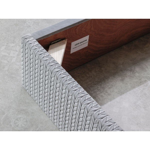 Svetlosivá čalúnená dvojlôžková posteľ s úložným priestorom s roštom 160x200 cm Adele - Bobochic Paris-image-4