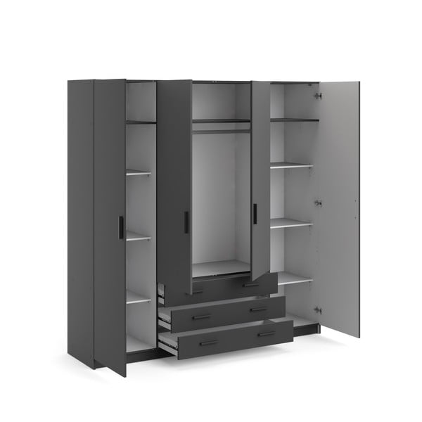 Tmavosivá šatníková skriňa 196x200 cm Sprint – Tvilum-image-4